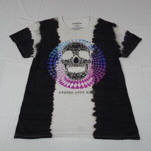 CHEMISTRY PSYCHADELLIC SKELETON SKULL HEAD  - BLACK WHITE SMALL T-SHIRT L476